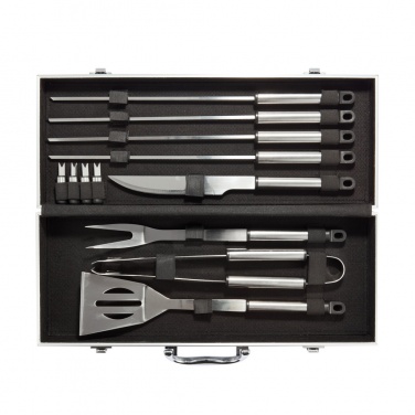 Logo trade promotional gift photo of: 12 pcs barbecue set in aluminium box